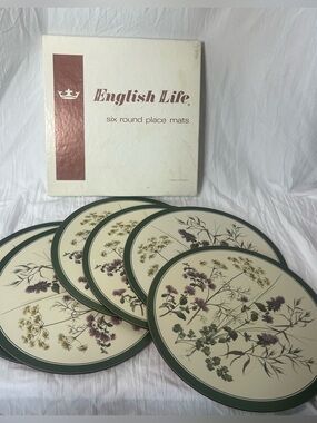Vintage Cottagecore English Life Botanical Wildflower Placemats Set of 6